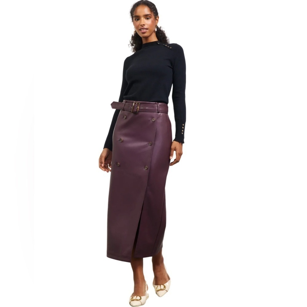 NWT Skies Are Blue Faux Leather Pencil  Midi Skirt